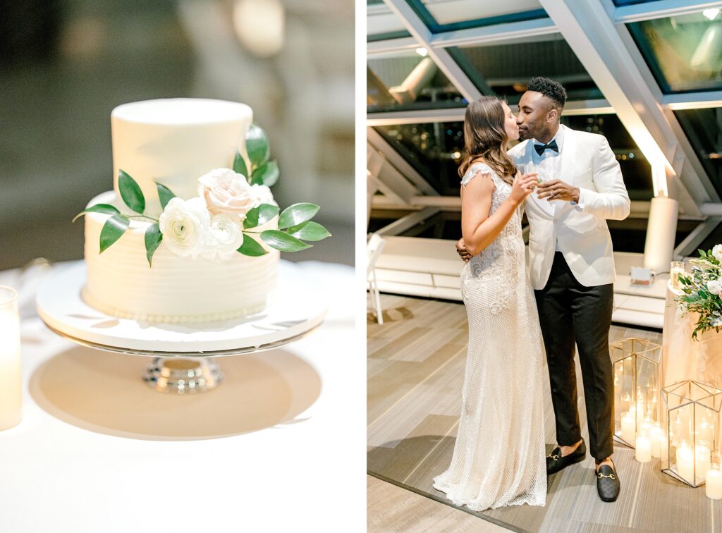 Bride and groom at Adler Planetarium in Chicago