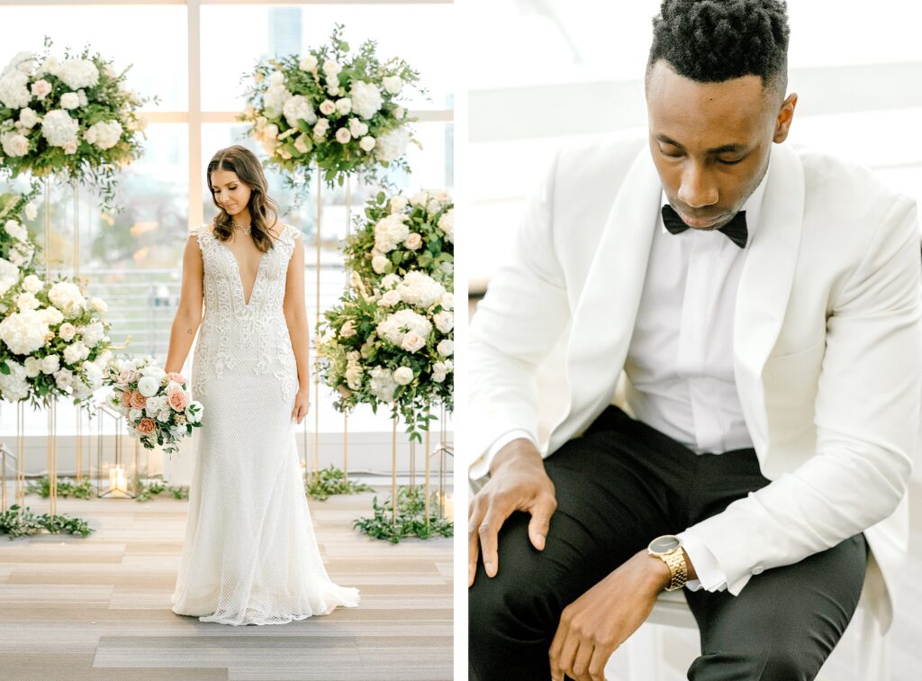 Bride and groom at Adler Planetarium in Chicago