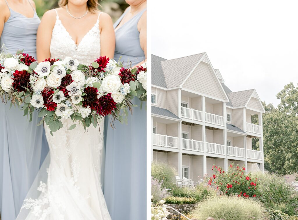 Mackenzie and Russell Wigent couple portraits by Gun Lake during their Shelbyville Michigan wedding