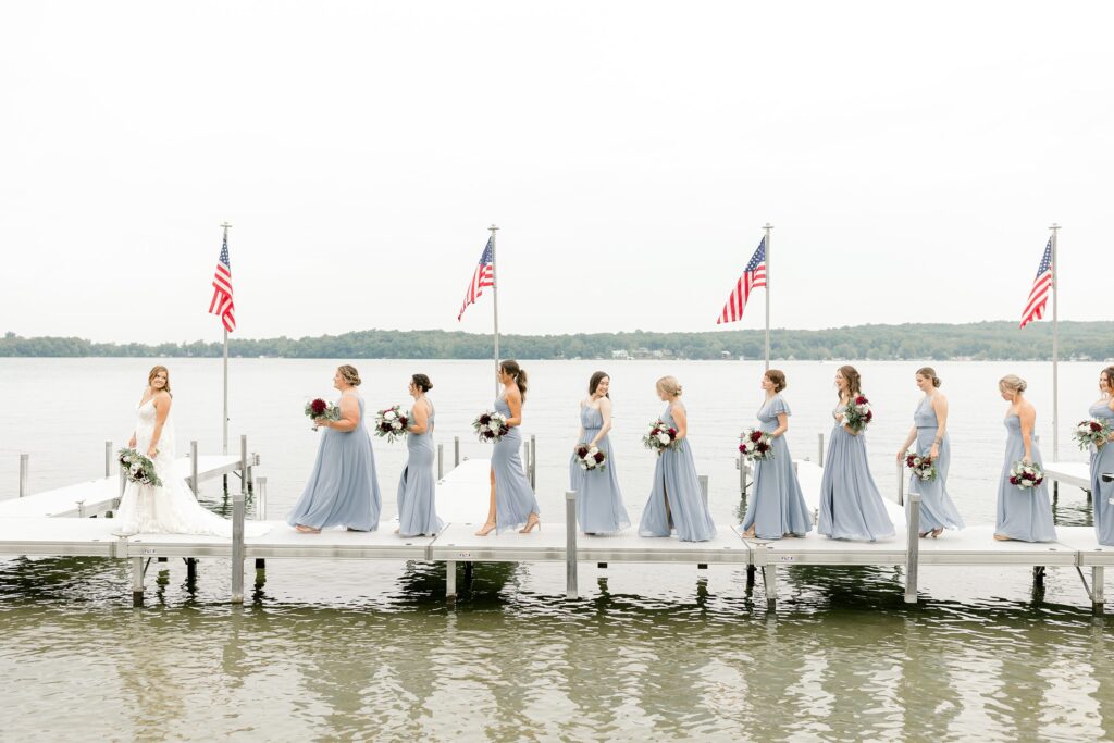 Mackenzie and Russell Wigent couple portraits by Gun Lake during their Shelbyville Michigan wedding