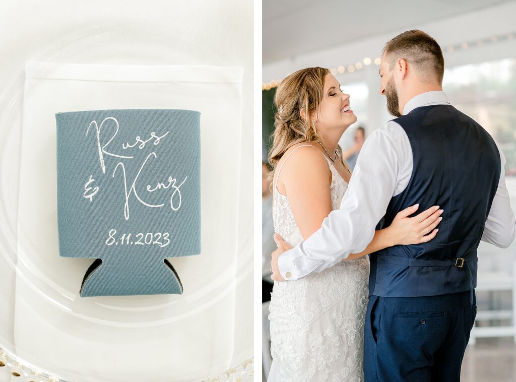 Reception at Bay Pointe Inn for Mackenzie & Russell’s Shelbyville Michigan wedding with summer décor and details