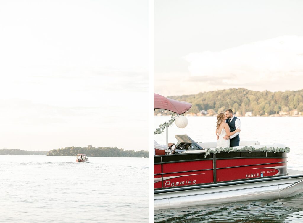 Sunset over Gun Lake during Mackenzie & Russell’s Bay Pointe Inn Shelbyville Michigan wedding