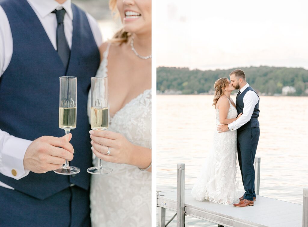Sunset over Gun Lake during Mackenzie & Russell’s Bay Pointe Inn Shelbyville Michigan wedding