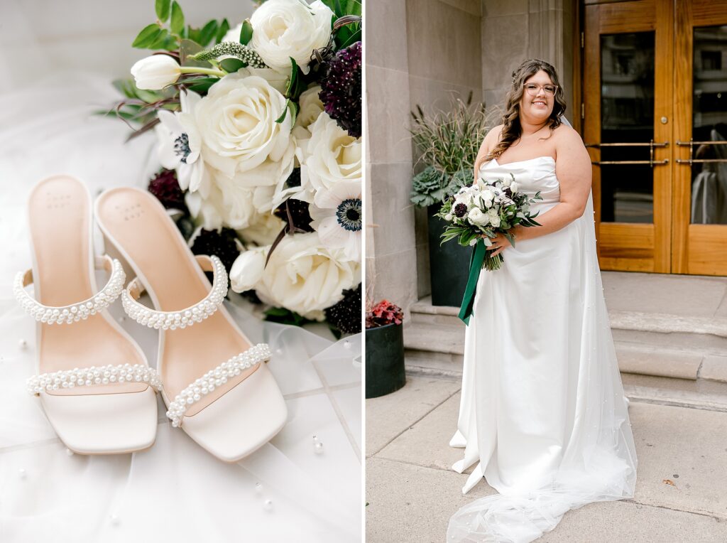 Detroit wedding photographer capturing portraits at The Colony Club