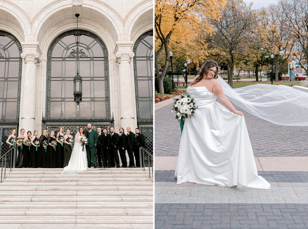 Detroit wedding photographer capturing portraits at The Colony Club