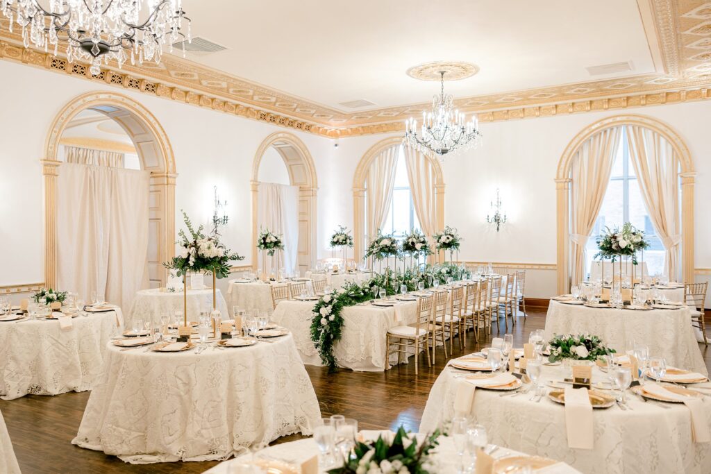 Elegant wedding reception inside The Colony Club Detroit