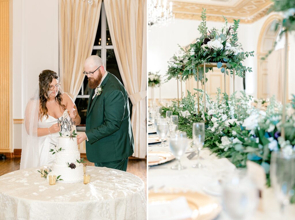 Katie and Sean sharing a quiet moment during their fall wedding at The Colony Club in Detroit