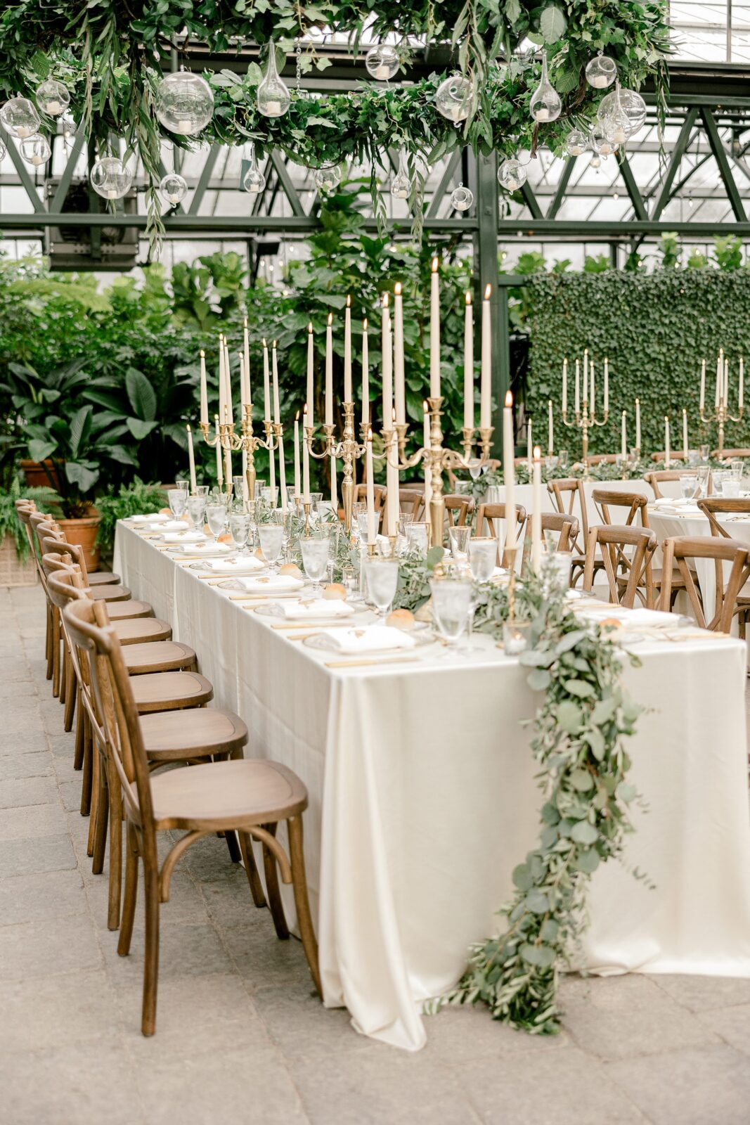 indoor wedding reception in Planterra Conservatory greenhouse