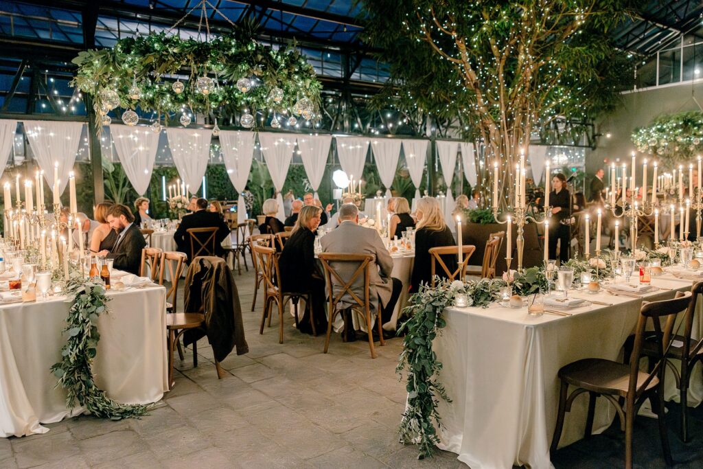 candlelit Planterra Conservatory wedding reception