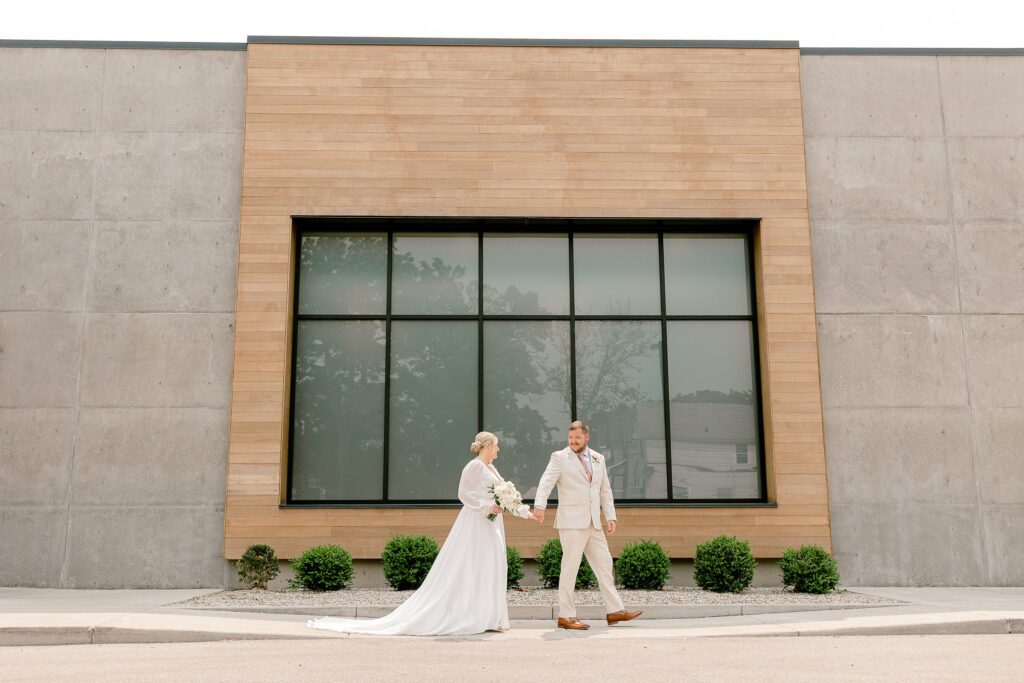 Bride and groom portraits at Leona Road wedding venue in Grand Rapids