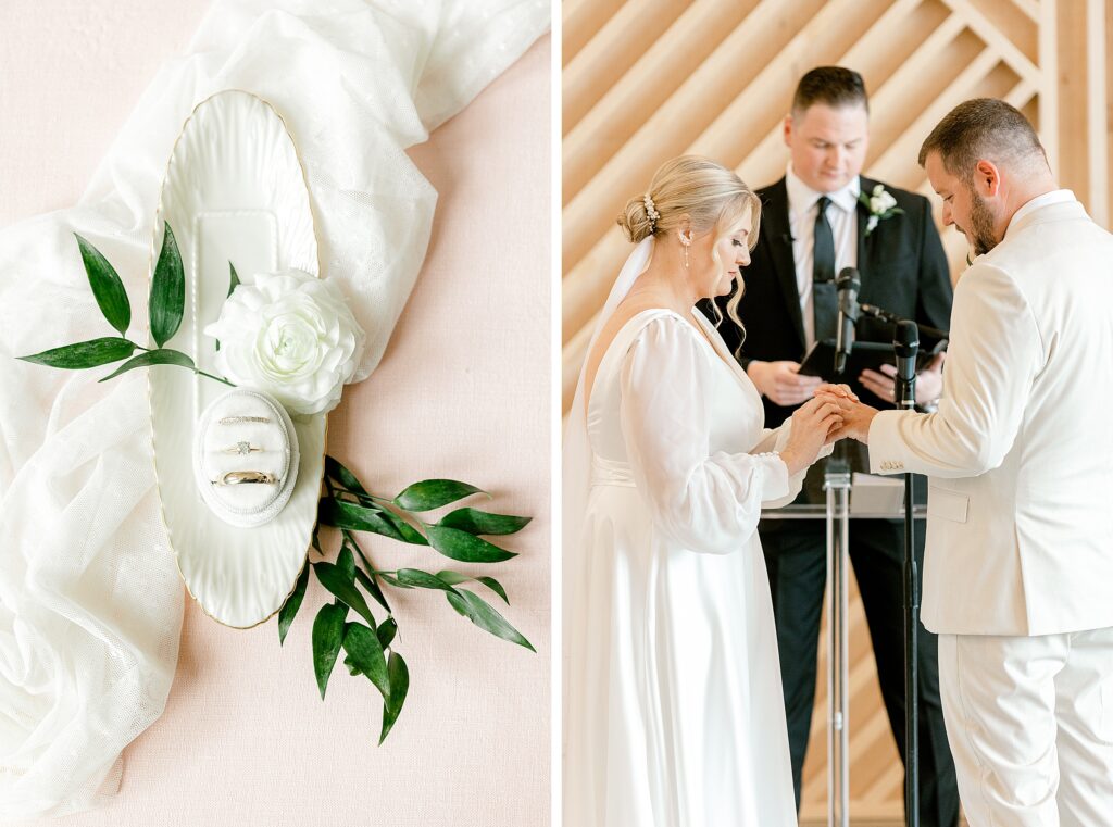 Ceremony at Leona Road wedding in Grand Rapids with natural light