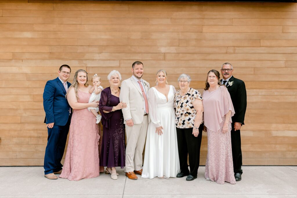 Family enjoying Rachel and Peter’s Leona Road wedding in Grand Rapids