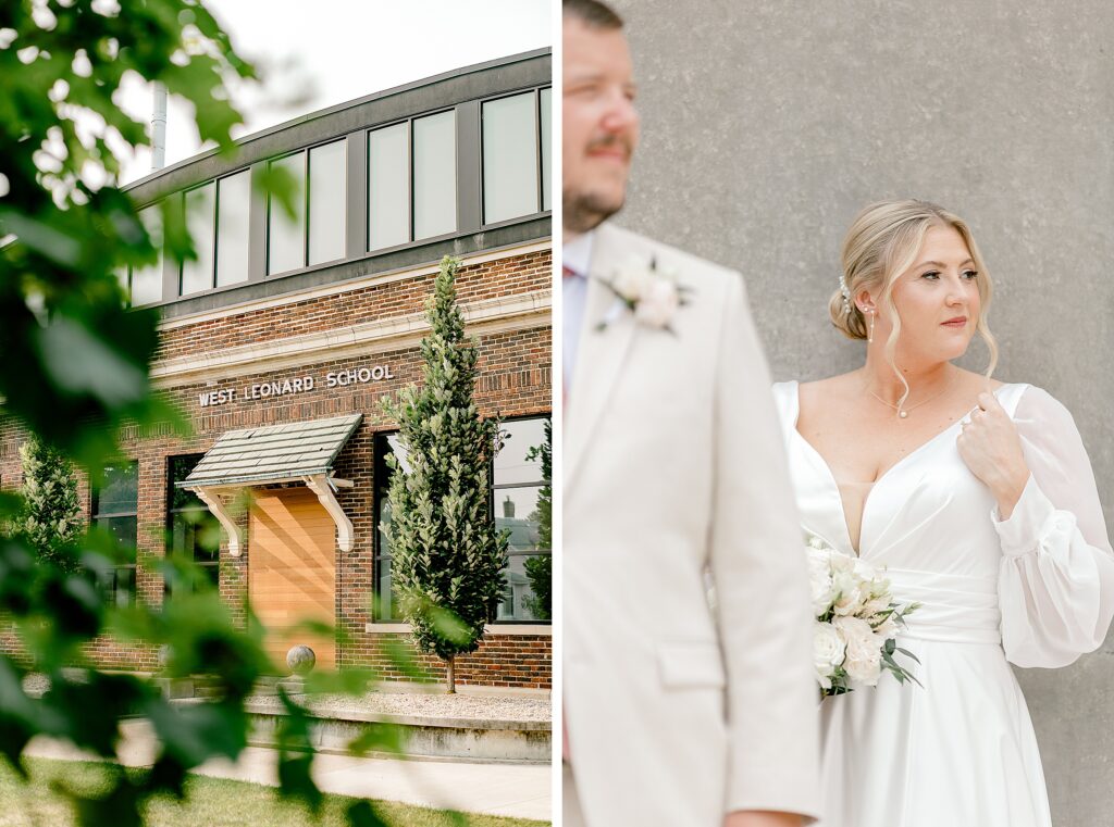 Bride and groom portraits at Leona Road wedding venue in Grand Rapids