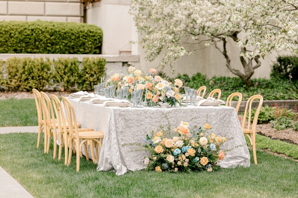 Wedding portraits in the Detroit War Memorial gardens
