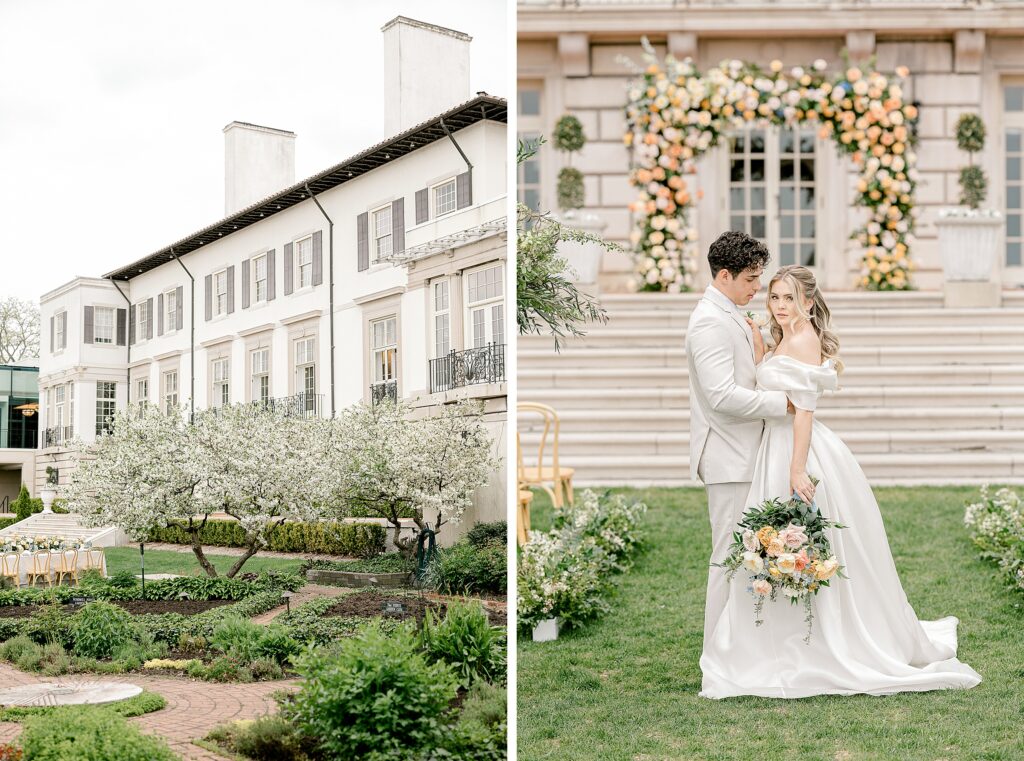 Wedding ceremony at Detroit War Memorial overlooking Lake St. Clair