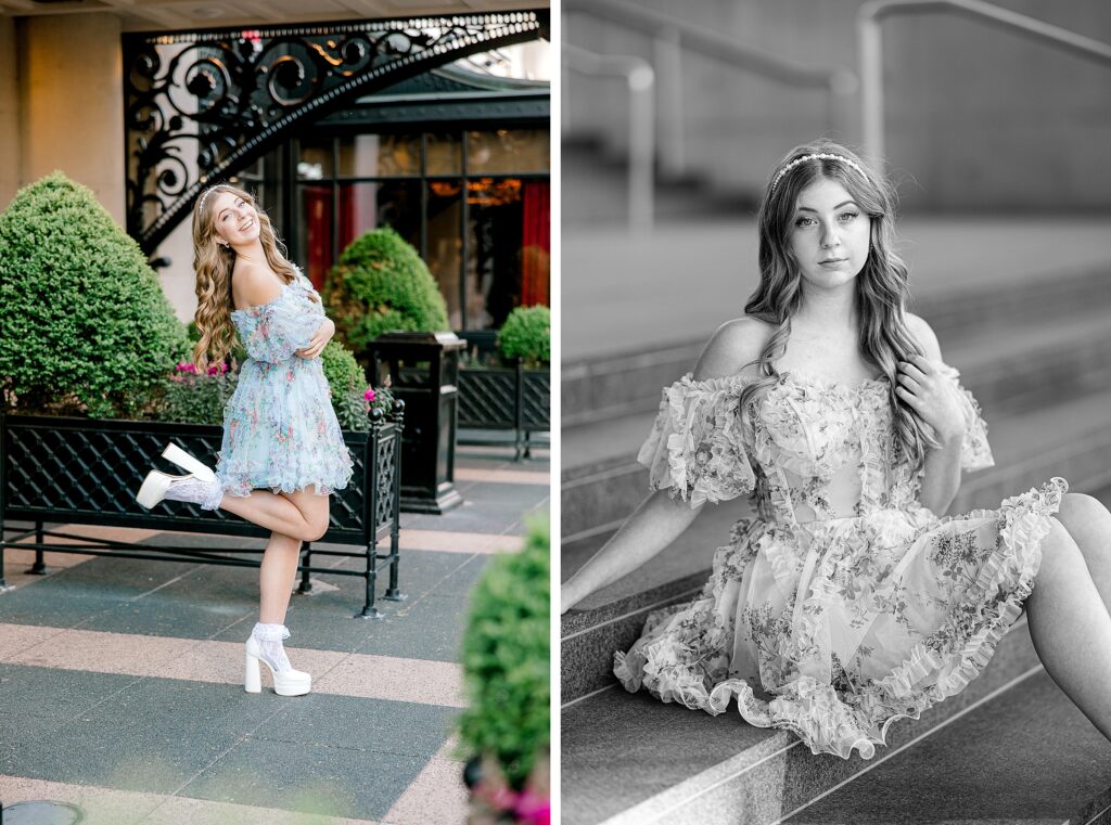 Grand Rapids senior portrait in front of colorful mural