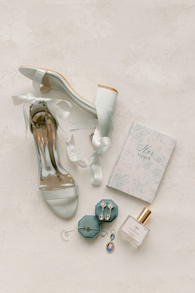 Bridal shoes, rings and details for a Grand Rapids wedding