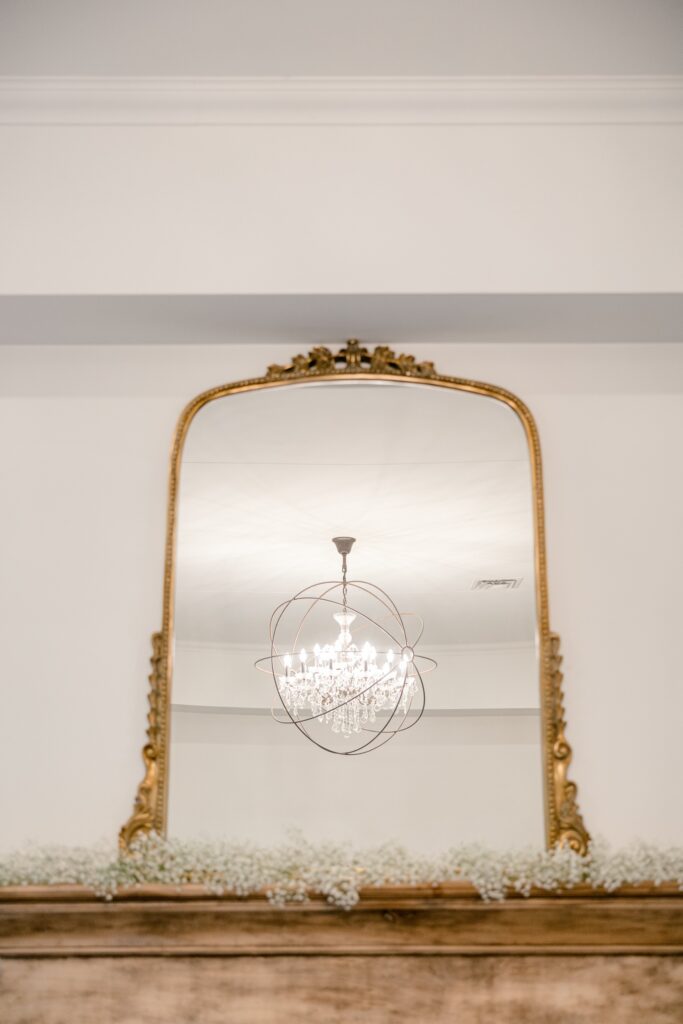 Gold mirror and white interior details at The Broadway Avenue wedding venue