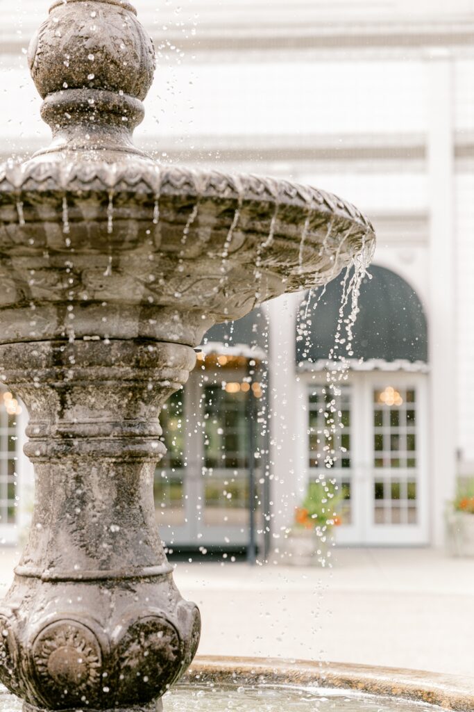 Stone courtyard fountain at the Italian American Club of Livonia
