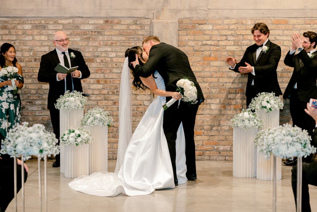 First kiss as newlyweds at The BRIX on Fox ceremony