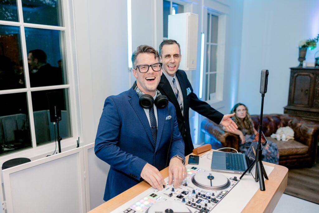 Wedding DJ Matthew Duncan working the dance floor at a Grand Rapids wedding reception