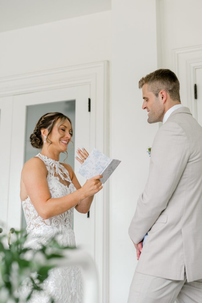 Bride reading her private vows to the groom at The Broadway Avenue